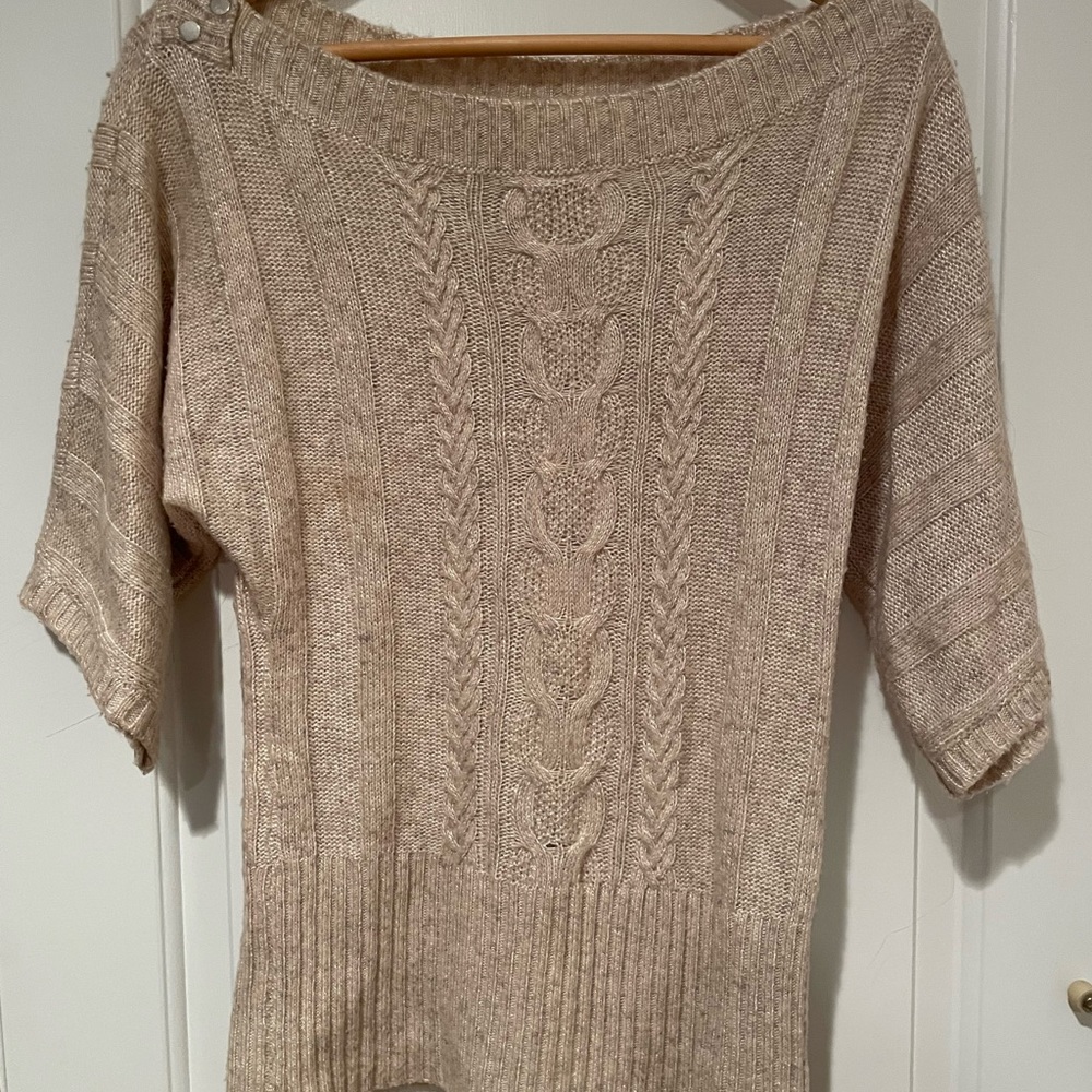 Tan off shoulder sweater from White House Black Market